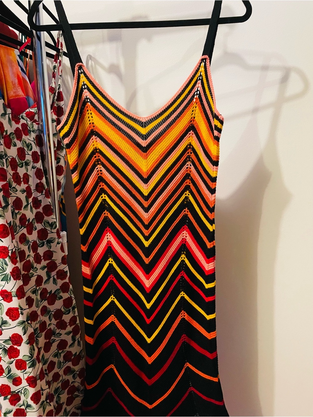 Nastygal Black Multicolor Chevron Knit Slip Dress